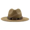 Chapeaux de soleil en paille pour femmes et hommes, à grand bord, corde coupe-vent de 7cm, Cowboy occidental décontracté, Panama, chapeau de Protection solaire