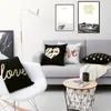 Black Golden Leaves Cushion Brozing Gold Foil Cushion Decorative Pillows Home Decor Throw Pillow Almofadas Decorativas Para Sofa 220816