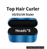 HS01 hår 8 huvuden 8 in1 kit elektrisk blow luft styler comb curling trollste borstjärn hår curler rätare fsupersonic