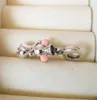 100% argent sterling 925 rose oreille souris balancent perle convient aux bracelets de charme de bijoux Pandora européens
