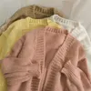 Damen-Strick-T-Shirts, koreanische Damen-Vielseitigkeit, solide, lockere Strickjacke, Frühlingsherbst, modische Damen-Langarm-Strickpullover, lässiger Pullover, Vintage-Oberteil