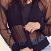 Women's Jackets Sexy Transparent Mesh Sheer 2022 Summer Thin Long Sleeve Brief Outwears Women Zipper Beachwear CoatsWomen's