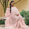 Plus Size Maternity Dresses for Photoshoot 2022 Elegant Kvinnors Prom Dress Ruffled Off The Shoulder Baby Shower Gowns