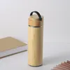 Creative Bamboo Water Bottle Vacuum Isoled Stainless Cup com copa de madeira de madeira copo reto por mar GCA13286