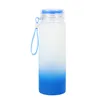 Tasse de sublimation bouteille d'eau 500 ml bouteilles d'eau en verre dépoli dégradé blanc gobelet boisson tasses dégradé de couleur