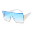 Mode surdimensionné carré lunettes de soleil femmes rétro dégradé grand cadre lunettes de soleil femme une pièce Gafas ombre miroir lentille claire
