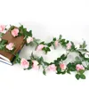 Artificial Rose Vine Flowers Fake Hanging Flower with Green Leaves for Wedding Ceremony Home Garden Decorations