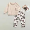 Citgeett herfst Casual Baby Girls Boys Clothing Sets Solid Long Sheeves Sweatshirt Tops Gedrukte broek Spring Set J220711