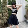 Gonne da donna basic versatili svasate casual mini gonna a pieghe scuola a vita alta goth punk nero harajuku