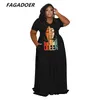 Plus Größe Kleider FAGADOER Casual Drucken Lose Boden Frauen Rundhals Kurzarm Robe XL-5XL Mode Streetweat Vestiods 2022