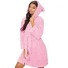 Women's Sleepwear Women Thick Warm Hooded Night-Robes Female Solid Long Sleeve Bathrobe Nightgown Ladies' Comfy Double-Sided Plush