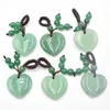 Pendentif Colliers En Gros 6pcs / lot Mode Belle Pierre Naturelle Vert Aventurine Coeur Charmes Pendentifs 25mm Pour La Fabrication De Bijoux À La Main