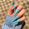 Fałszywe paznokcie Długie Ombre Fałszywe Trumny Sztuczne Barwione Wroty Worady Nail Art Years Faux Ongles Wedding Decoring Paznokcie