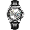 Armbanduhr Männer beobachten automatische mechanische Skelett -Design Armbanduhr Männliche wasserdichte Lederband Reloj Hombrewristwatches