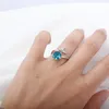 Anéis de casamento Trendência Sereia Fashion Fish Tail Luxury Blue Zircon Jóias de abertura ajustável para declaração Women EngagementWedding