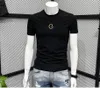 모달 남성용 티셔츠 2021 새로운 하이 엔드 조류 브랜드 하프 슬리브 여름 간단한 자수 얇은 T 반팔 슬림 완벽한 일치