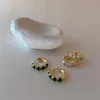 Hoop Huggie Minar Minimalist White Green Color CZ Zircon Earrings for Women Gold Brass Hollow Circle Statement Earring Oorbellenhoop Dale2