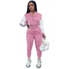 Femmes Varsity Baseball Costumes Deux Pièces Pantalon Ensemble Automne Hiver Designer Patchwork Vestes Pantalons De Survêtement Tenues Vêtements