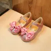 Bekamille Baby Girl Leather sandals children Peas shoes Sequin Princess Lovely Bowknot Single shoes G220418