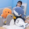 CM Cartoon Marine Life Whale Penguin Octopus Seal Sea Lion Plush Toys фаршированные мягкие подушки каваи диван для девочек Kids J220704