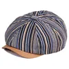 New Fashion Vintage Striped Men's Hats Classic Western Newsboy Cotton Blend Beret Hat Flat Brim Adjustable For Male Spring Beret J220722