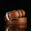 BEAFIRY Genuine Leather Belt for Man Full Grain Cowskin leather Luxury Brand Design Waist Jeans Pin Buckle Brown Black 220427