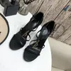 Women Designer Sandals Cassandra Wedge Espadrilles Black in Leather 10.5 CM High Heels with Adjustable Buckle Wedding Dress Lady Shoes