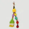 Handgemaakte Pom Pom Kleurrijke 4 Gelaagde Kwastje Keychain Tas Charms Gradiënt Kleuren Sleutelhouder Boho Sieraden Gift voor Vrouwen