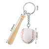 سلاسل المفاتيح 16 PCS MINI Baseball Keychain مع الخفافيش الخشبية لبرنامج The Sports Thief Party Party Rathards مكافآت Favors240i