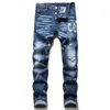 Jeans firmati neri Mens Luxury Brand Rip Streetwear Abbigliamento Italia Paris Style Gamba dritta Pantaloni da jogging casual blu Hip Hop di grandi dimensioni