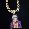 Подвесные ожерелья мужчины женщины хип -хоп кольцо с колье с клоуном с 11 -миллиметровым кубинским сети с кубинской цепью хип -хоп
