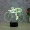 Yatak Odası Dekoratif Bisiklet Yarışı Şekilli USB Gece Işıkları LED 7 Renkler Akrilik Masa Lambası Yenilik Başucu Ay Işığı