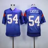 C202 7 Alex Moran 54 Thad Castle Maillot de football Blue Mountain State BMS TV Show Chèvres Double couture Nom et numéro