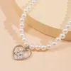 Punk imitazione catena di perle collana da donna moda testa umana angelo amore ciondolo collana glamour gioielli per feste romantiche