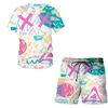 Summer Sportswear Men Suit męski 3D KOI krótko-rękawoczestki swobodny szorstki szorty T-shirt Chińskie wydrukowane sport