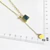 Pendant Necklaces Stainless Steel Accessories 18K Gold Jewelry Square Emerald And Round Plate Beads Chain NecklacesPendant