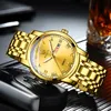 Top Brand Luxury Gold Red Quartz Watch Мужчины из нержавеющей стали.