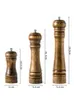 Sublimation Mills 5"8"10" Three Sizes Salt And Pepper Grinder, Solid Wood Spice Peppers Mill with Strong Adjustable Ceramic Grinder Kitchen Cooking Tools