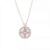 Two Wear Four-Leaf Clover 4 Love Heart S925 Sterling Sier Iced Out Cubic Zirconia Magnet Pendant Necklace for Girl