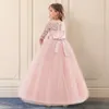 Girl's Dresses Girl Ceremony Dress for Wedding and Party Gown Utsökt nattvardsgång Luxury Princess Elegant Lace Year Costumegirl's