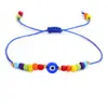 Türkisches Auge Armband Weiß Blau Böse Augen Glückspaar Armbänder für Frauen Bunte Kristallperlen Seil Kette Charm Schmuck