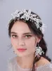 Headpieces Luxury Elegant Pearl For Wedding Hair Accessories Set Rhinestone Bridal Headband Earring Handmade Women Party Tiarasheadpieces