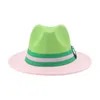 Berretti Cappelli per le donne Patchwork Band Green Pink Men Panamas Dress Formal Wedding Winter Fedora Sombreros De MujerBerets