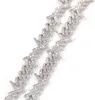 10mm Mens Iced Barbed Wire Cuban Link ChainBracelet 14k White Gold Diamond Fill Real Cubic Zirconia Choker 20inch