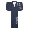 Kvinnliga etniska kläder traditionella japanska outfit blå kimono elegant v-hals klänning vintage yukata nationella trender asiatiska dräkt