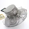 Été Floral Organza large bord soleil chapeaux église Kentucky Derby fascinateur dames fête mariage élégant casquette plage maille haut chapeau