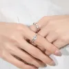 Casal Rings Rhombus de prata banhado a cobre com anéis de casal ajustáveis ​​1 pares homens Mulheres prometem noivado Jóias de joalheria de dedos dos namorados Anniversary