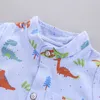 Mignon bébé garçon vêtements été ensemble dessin animé dinosaure imprimé chemise à manches courtes + pantalon pour 1 2 3 4 ans enfant enfant en bas âge tenue 220516gx