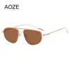 Solglasögon AOZE2022 Metall vintagebåge för kvinnor män Design Solglasögon Spegel Gafas De Sol UV400