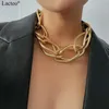 Lacteo Punk Multi -Layered Gold Color Color Chain Choker Halskette Schmuck für Frauen Hip Hop Big dicke, klobige Schlüsselbeinkette Halskette